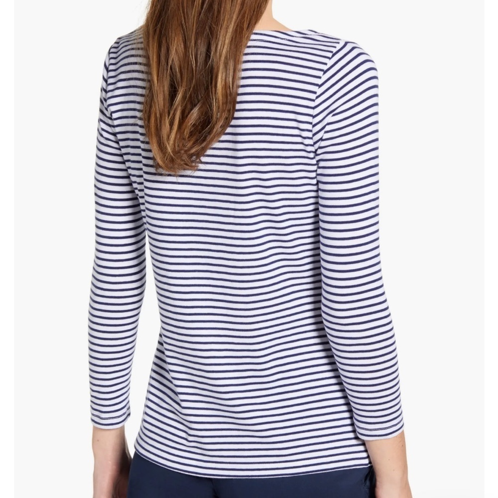 Vineyard Vines Boatneck 3/4 Sleeve Top- Navy and White (slight flaw)